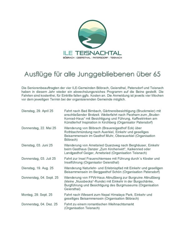 Seniorenprogramm der ILE Teisnachtal 2025