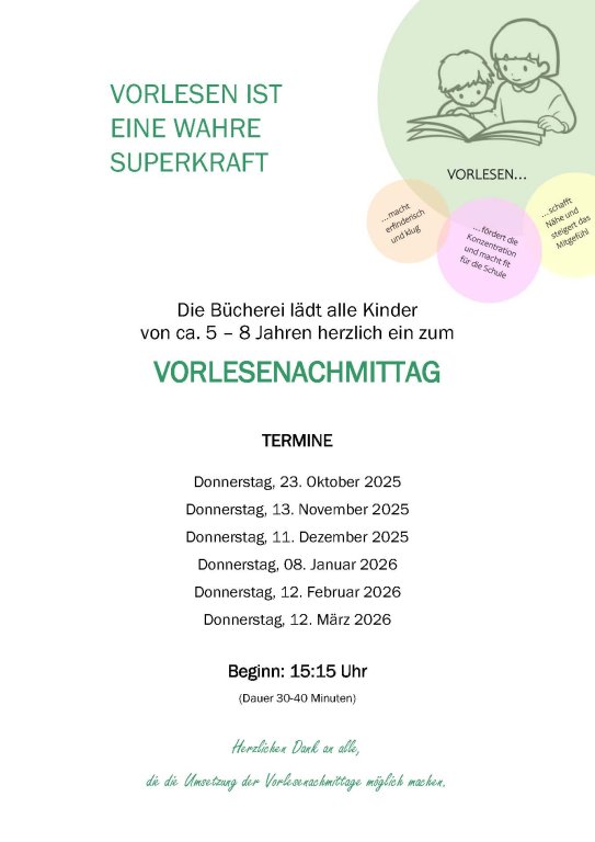 Vorlesenachmittage 2025/2026